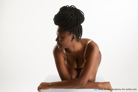 Underwear Woman Black Kneeling poses - ALL Average Kneeling poses - on both knees long black Standard Photoshoot Academic