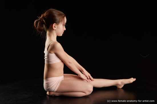 Underwear Woman White Sitting poses - ALL Slim long brown Sitting poses - simple Standard Photoshoot  Academic