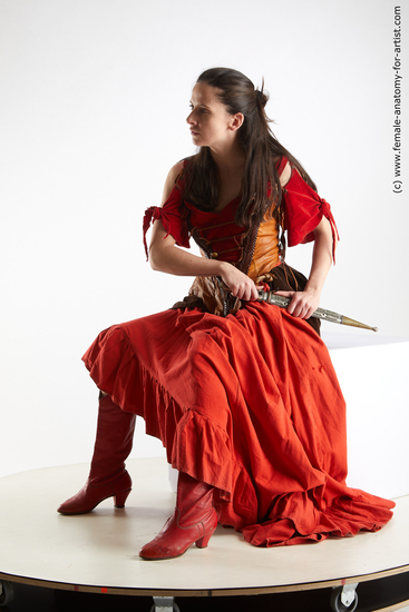 Woman White Sitting poses - ALL Athletic long brown Sitting poses - simple Fighting Standard Photoshoot Academic