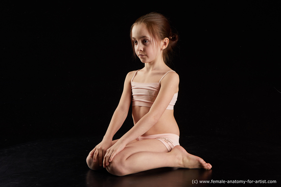 Underwear Woman White Kneeling poses - ALL Slim Kneeling poses - on both knees long brown Standard Photoshoot  Academic