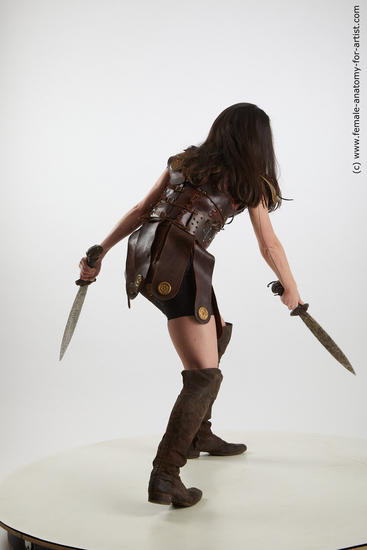 Fighting with sword Woman White Standing poses - ALL Athletic long brown Standard Photoshoot Academic