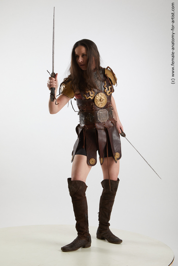 Fighting with sword Woman White Standing poses - ALL Slim long brown Standing poses - simple Standard Photoshoot Academic