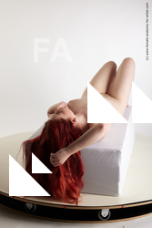 Nude Woman White Laying poses - ALL Slim Laying poses - on back long colored Standard Photoshoot Pinup