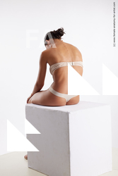 Underwear Woman White Sitting poses - ALL Slim long brown Sitting poses - simple Standard Photoshoot Academic