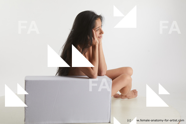 Nude Woman White Sitting poses - ALL Slim long black Sitting poses - simple Standard Photoshoot Pinup