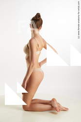 Underwear Woman White Kneeling poses - ALL Slim Kneeling poses - on both knees long brown Standard Photoshoot Academic