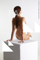 Underwear Woman White Sitting poses - ALL Slim long colored Sitting poses - simple Standard Photoshoot Academic