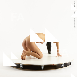 Nude Woman White Kneeling poses - ALL Slim Kneeling poses - on both knees long brown Standard Photoshoot Pinup