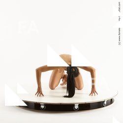 Nude Woman White Kneeling poses - ALL Slim Kneeling poses - on both knees long brown Standard Photoshoot Pinup