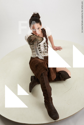 Fighting with sword Woman White Sitting poses - ALL Slim long brown Sitting poses - simple Standard Photoshoot Academic