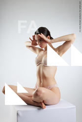 Underwear Woman White Sitting poses - ALL Slim long brown Sitting poses - simple Standard Photoshoot Academic