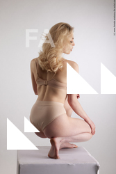 Underwear Woman White Kneeling poses - ALL Slim Kneeling poses - on one knee medium blond Standard Photoshoot Academic