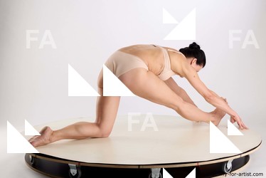 Underwear Woman White Kneeling poses - ALL Athletic Kneeling poses - on one knee long brown Standard Photoshoot Academic