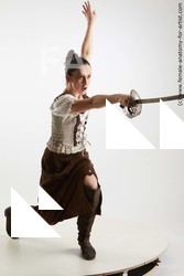 Casual Fighting with sword Woman White Standing poses - ALL Slim long brown Standing poses - simple Standard Photoshoot Academic