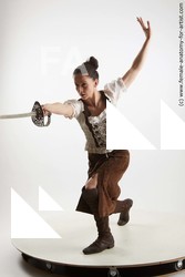 Casual Fighting with sword Woman White Standing poses - ALL Slim long brown Standing poses - simple Standard Photoshoot Academic
