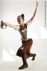 Casual Fighting with sword Woman White Standing poses - ALL Slim long brown Standing poses - simple Standard Photoshoot Academic