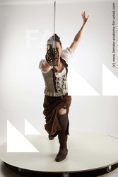 Casual Fighting with sword Woman White Standing poses - ALL Slim long brown Standing poses - simple Standard Photoshoot Academic