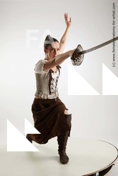 Casual Fighting with sword Woman White Standing poses - ALL Slim long brown Standing poses - simple Standard Photoshoot Academic
