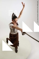 Casual Fighting with sword Woman White Standing poses - ALL Slim long brown Standing poses - simple Standard Photoshoot Academic