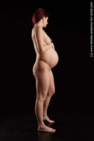 Nude Woman White Standing poses - ALL Pregnant long brown Standing poses - simple Standard Photoshoot Pinup