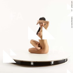 Nude Woman White Sitting poses - ALL Slim long black Sitting poses - simple Standard Photoshoot Pinup