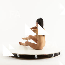 Nude Woman White Sitting poses - ALL Slim long black Sitting poses - simple Standard Photoshoot Pinup