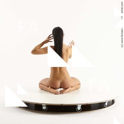 Nude Woman White Kneeling poses - ALL Slim Kneeling poses - on both knees long black Standard Photoshoot Pinup