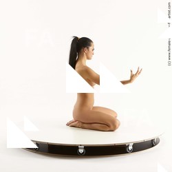 Nude Woman White Kneeling poses - ALL Slim Kneeling poses - on both knees long black Standard Photoshoot Pinup