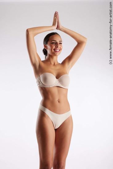 Underwear Woman White Standing poses - ALL Slim long brown Standing poses - simple Standard Photoshoot Academic