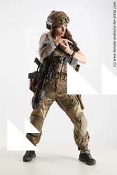 Casual Fighting with gun Woman White Standing poses - ALL Slim long brown Standing poses - simple Standard Photoshoot Academic
