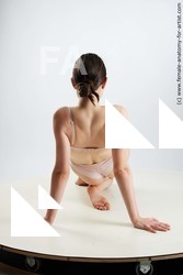 Underwear Woman White Kneeling poses - ALL Slim Kneeling poses - on one knee long brown Standard Photoshoot Academic