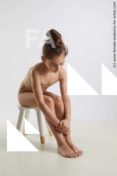 Underwear Woman White Sitting poses - ALL Slim long brown Sitting poses - simple Standard Photoshoot  Academic