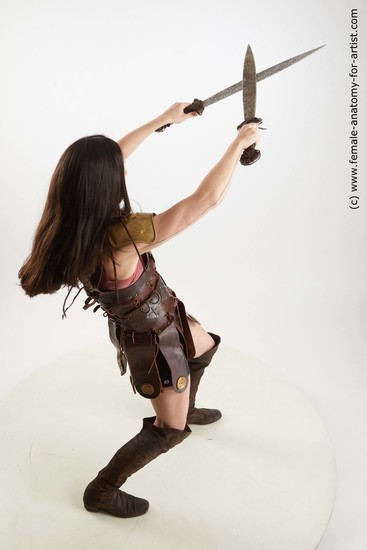 Casual Fighting with sword Woman White Standing poses - ALL Slim long brown Standing poses - simple Standard Photoshoot Academic