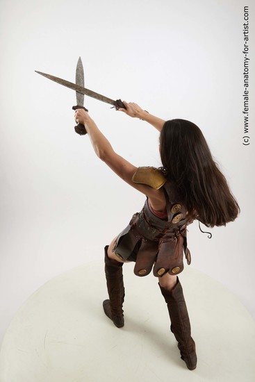 Casual Fighting with sword Woman White Standing poses - ALL Slim long brown Standing poses - simple Standard Photoshoot Academic