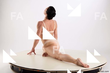 Underwear Woman White Kneeling poses - ALL Athletic Kneeling poses - on one knee long brown Standard Photoshoot Academic