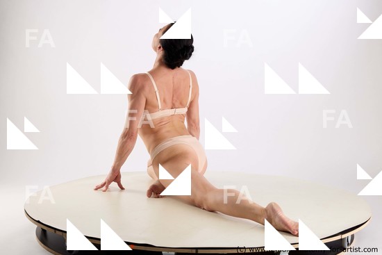 Underwear Woman White Kneeling poses - ALL Athletic Kneeling poses - on one knee long brown Standard Photoshoot Academic