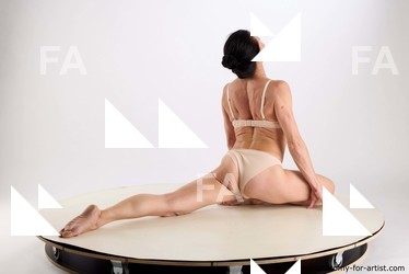 Underwear Woman White Kneeling poses - ALL Athletic Kneeling poses - on one knee long brown Standard Photoshoot Academic