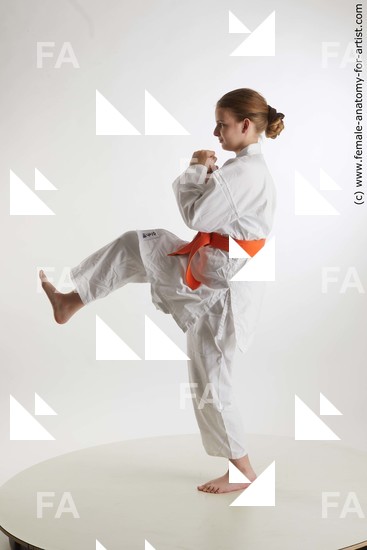 Sportswear Martial art Woman White Standing poses - ALL Slim long brown Standing poses - simple Standard Photoshoot  Academic