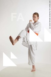 Sportswear Martial art Woman White Standing poses - ALL Slim long brown Standing poses - simple Standard Photoshoot  Academic