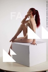 Underwear Woman White Sitting poses - ALL Slim long brown Sitting poses - simple Standard Photoshoot Academic