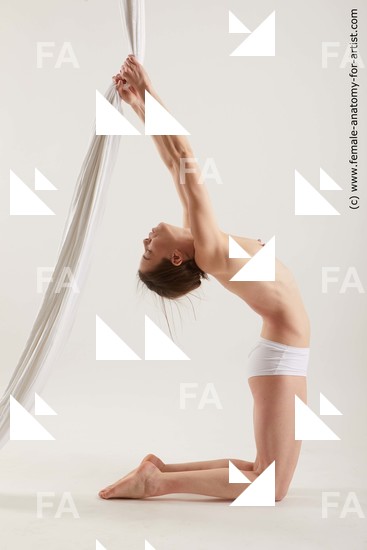 Nude Woman White Kneeling poses - ALL Slim Kneeling poses - on both knees medium brown Standard Photoshoot Pinup