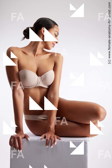 Underwear Woman White Sitting poses - ALL Slim long brown Sitting poses - simple Standard Photoshoot Academic