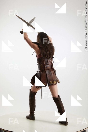 Casual Fighting with sword Woman White Standing poses - ALL Slim long brown Standing poses - simple Standard Photoshoot Academic