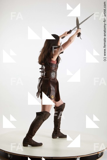 Casual Fighting with sword Woman White Standing poses - ALL Slim long brown Standing poses - simple Standard Photoshoot Academic