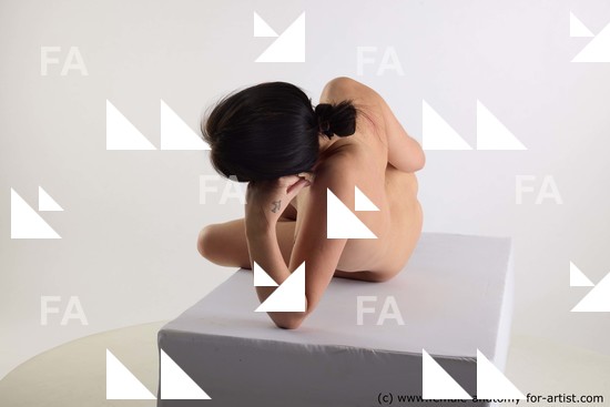 Nude Woman White Laying poses - ALL Slim Laying poses - on side short brown Standard Photoshoot Pinup