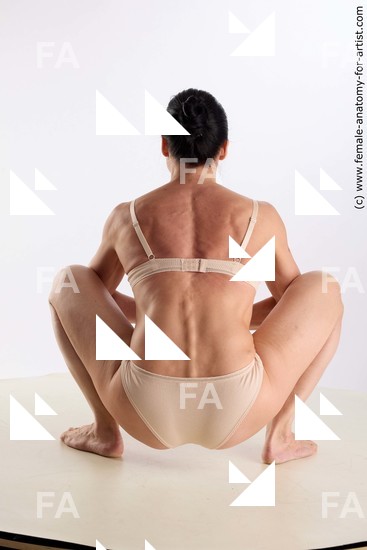 Underwear Woman White Sitting poses - ALL Athletic long brown Sitting poses - on knees Standard Photoshoot Academic