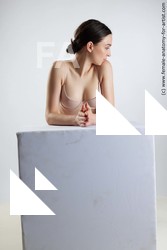 Underwear Woman White Kneeling poses - ALL Slim Kneeling poses - on both knees long brown Standard Photoshoot Academic