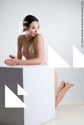 Underwear Woman White Kneeling poses - ALL Slim Kneeling poses - on both knees long brown Standard Photoshoot Academic