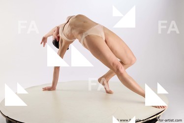 Underwear Woman White Laying poses - ALL Athletic Laying poses - on back long brown Standard Photoshoot Academic