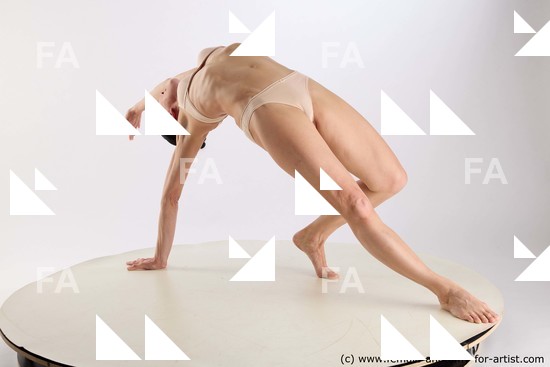 Underwear Woman White Laying poses - ALL Athletic Laying poses - on back long brown Standard Photoshoot Academic